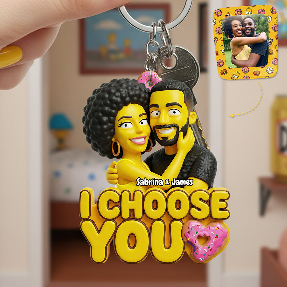 I Choose You Couple Keychain - Custom Photo Gifts For Couple Keychain 02HUTA230126-Homacus