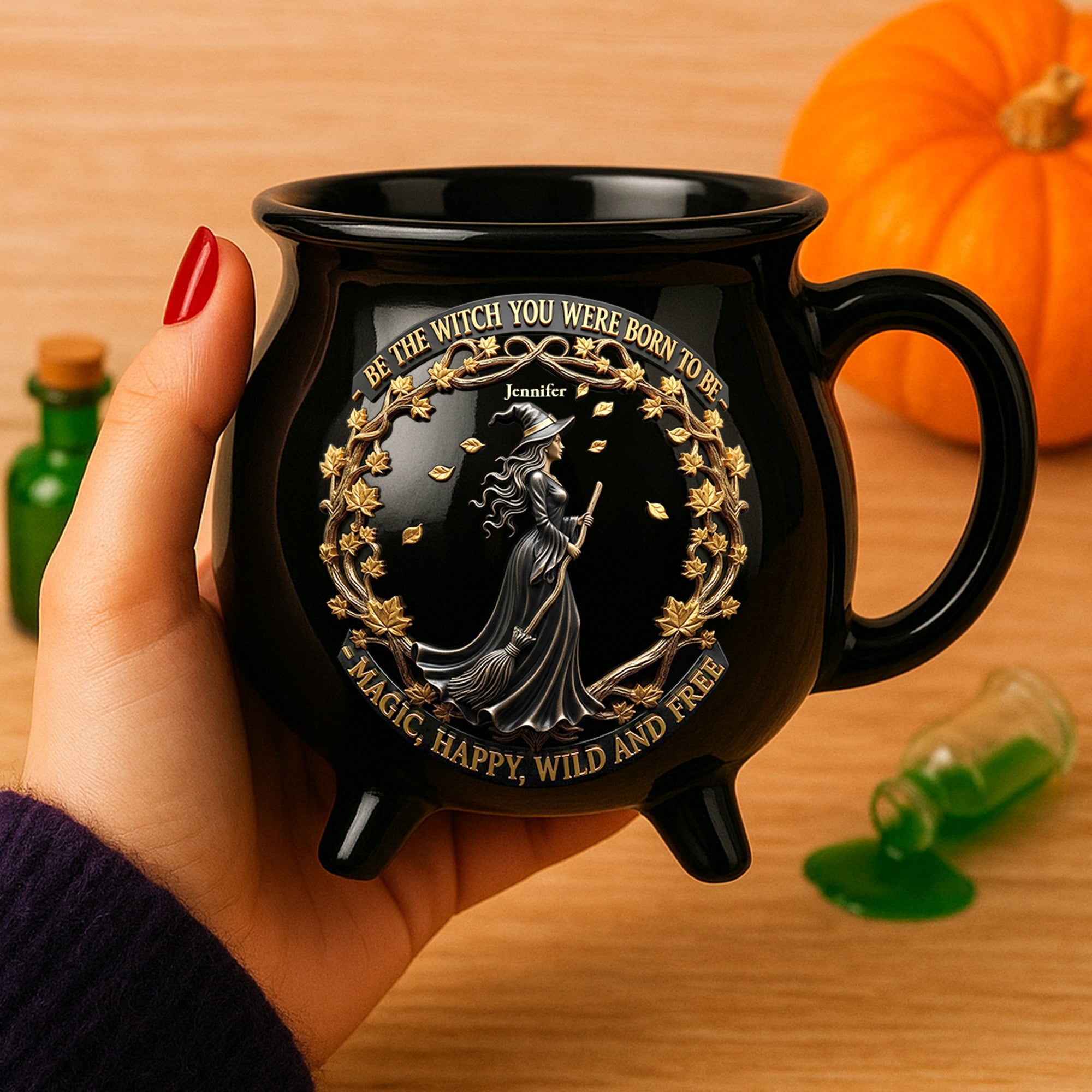 Wild & Free Halloween Cauldron Mug - Personalized Gifts For Fantasy Lovers 04PGDT190825-Homacus
