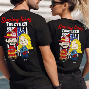 Personalized Gifts For Couple Shirt, First Responder Couple Saving Lives Together 02qhpu160125hg-Homacus