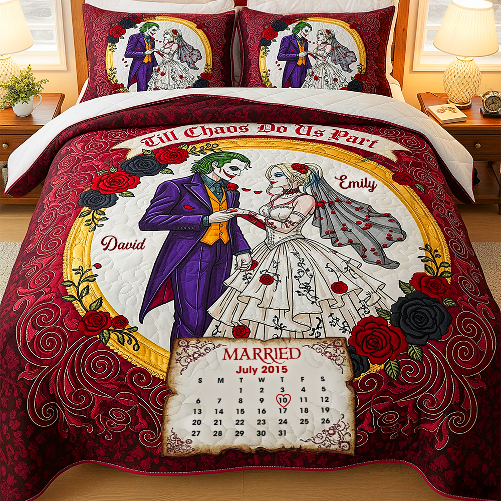 Spooky Married Couple Quilt Bed Set Special Line - Personalized Gift For Couple 04NAPU110725-Homacus