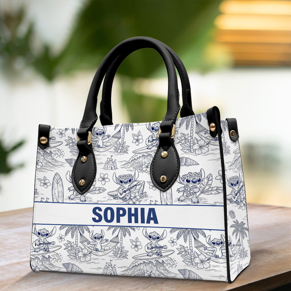 Cute Alien Monster Personalized Gifts For Movie Fans Toile De Jouy Style Leather Bag 03natn070725-Homacus