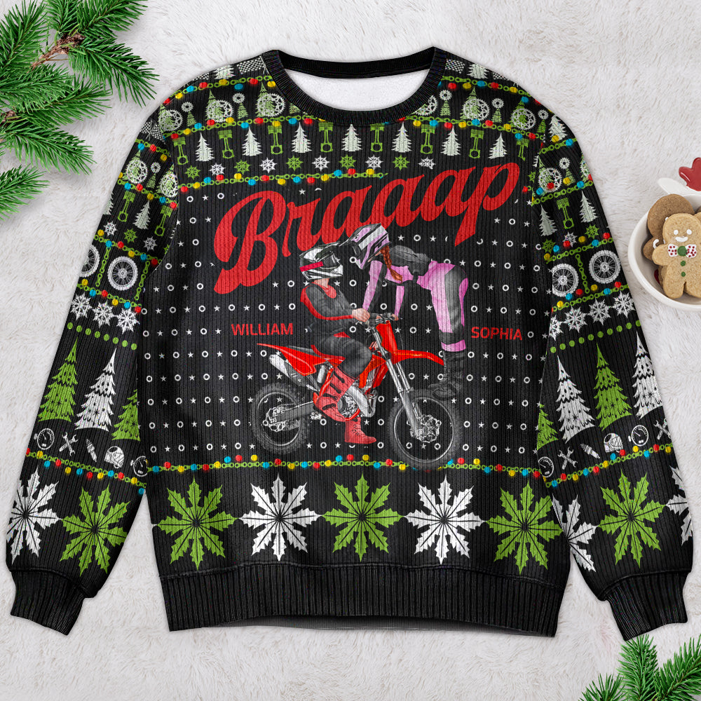 Personalized Christmas Ugly Sweater Gifts For Motorcross Couple 03ACDT041024PA-Homacus