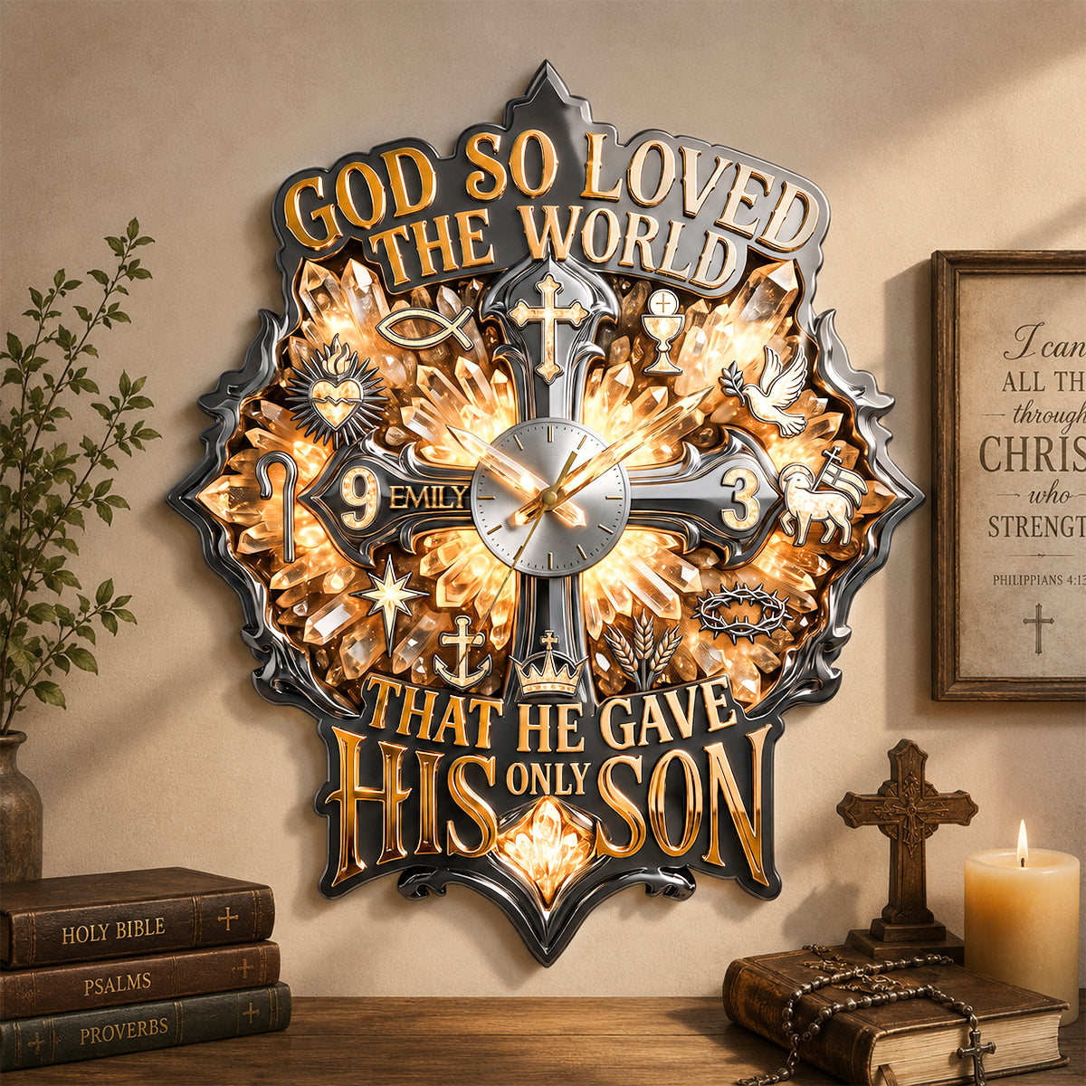 Faith & Grace Acrylic Wall Hanging Clock - Personalized Gifts For Christian 05qhdh230726-Homacus