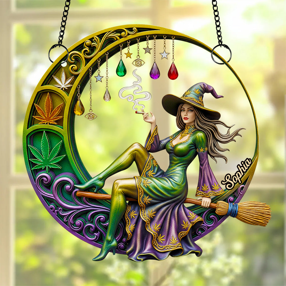 Chill Broom Girl Suncatcher Ornament Personalized Gifts for Fantasy Lovers 03NADT230725-Homacus