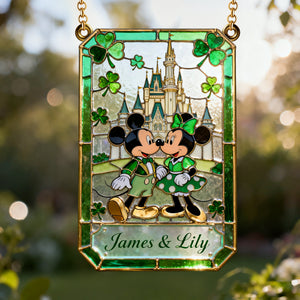 St Patrick's Day Couple Suncatcher Ornament Personalized Gifts For Couple 02PGLU090225-Homacus