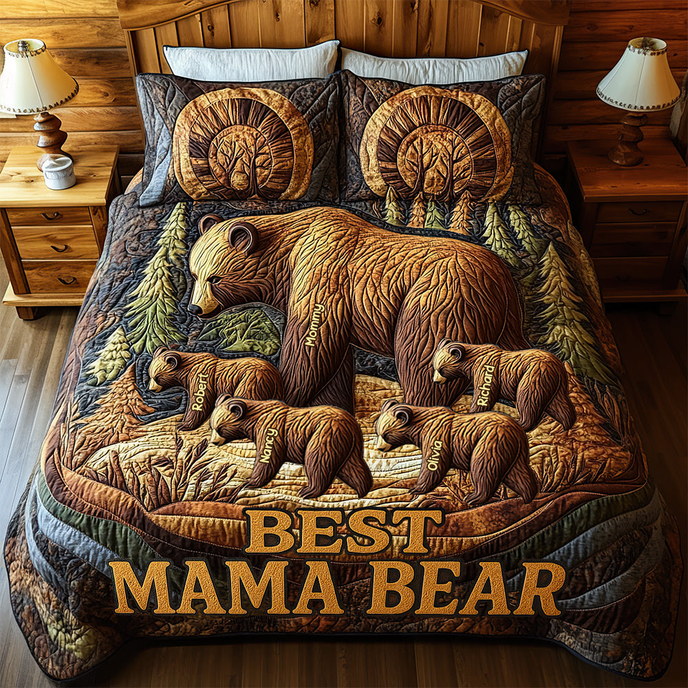 Personalized Gifts For Mom Quilt Bed Set, Best Mama Bear 04TGDT080425-Homacus