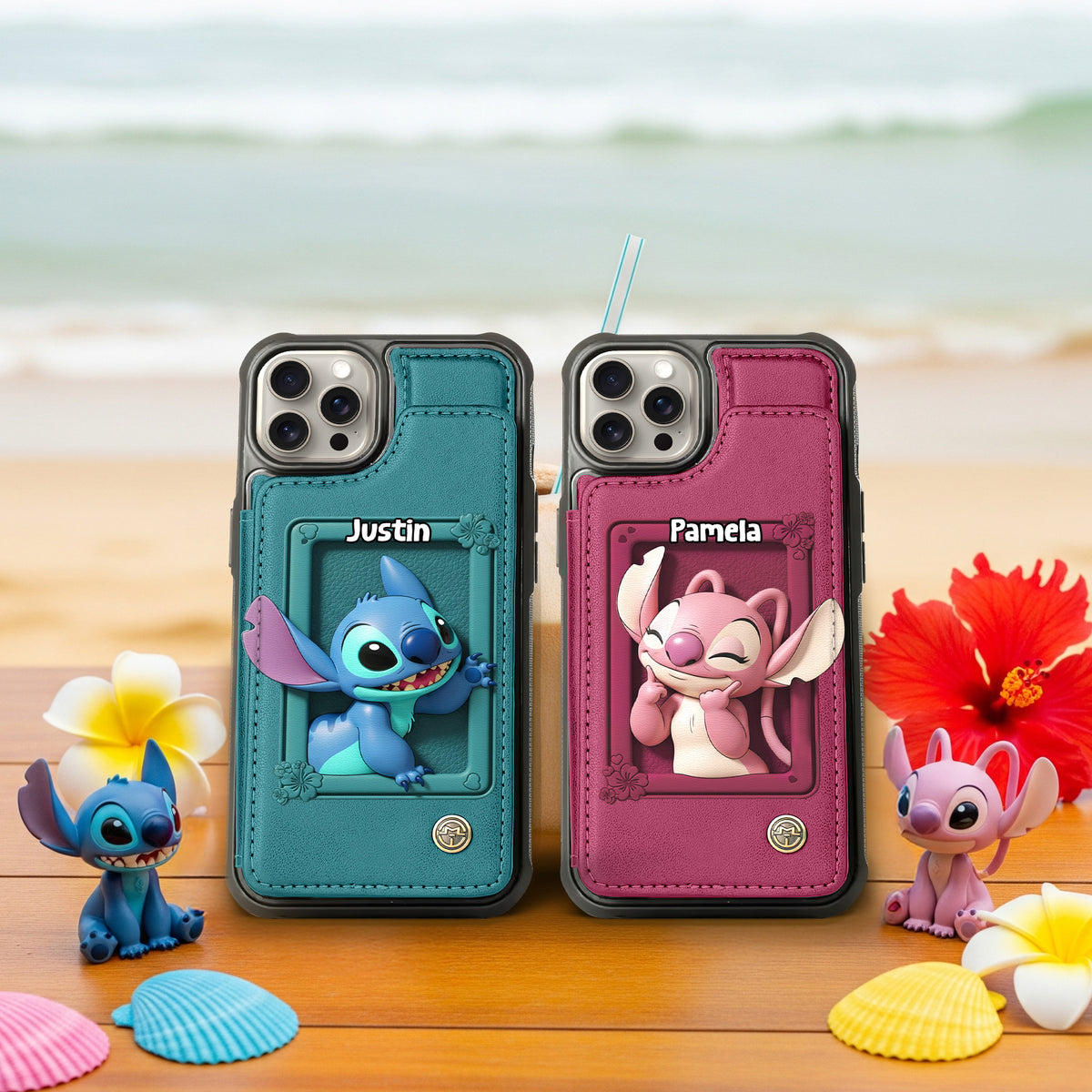 Couple Leather Flip Wallet Phone Case - Personalized Gift For Couple 02PGMG140825-Homacus