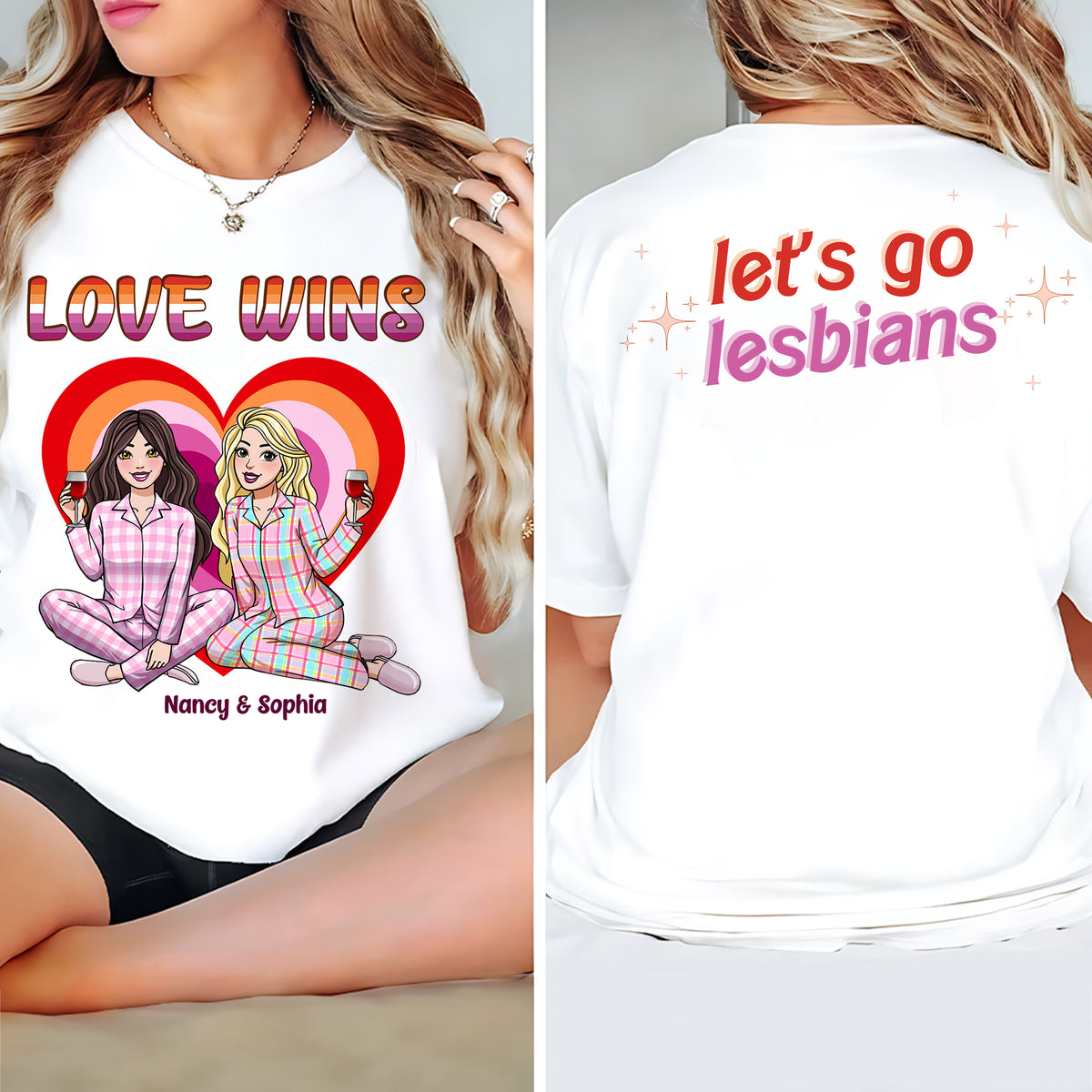 Personalized Gifts For Couple Shirt 06htpu210624hh LGBT Lesbians Couple Barbie Theme-Homacus