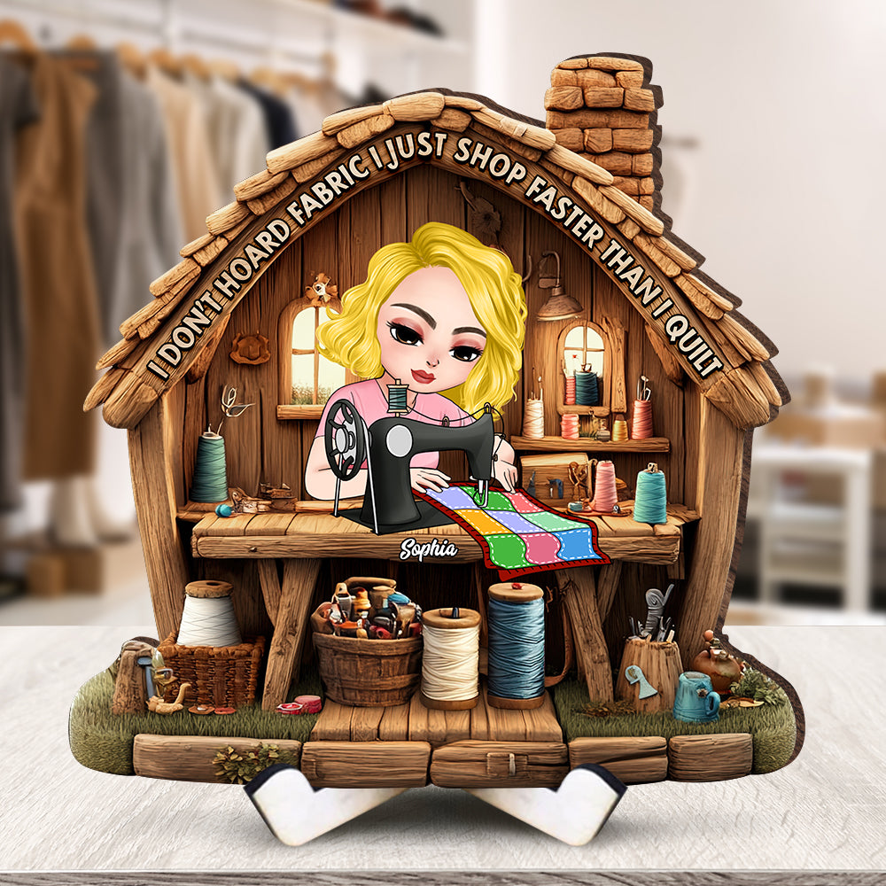 Personalized Gifts For Sewing Lovers Wood Sign, I Just Shop Faster Than I Quilt 04TGQN240325HH-Homacus