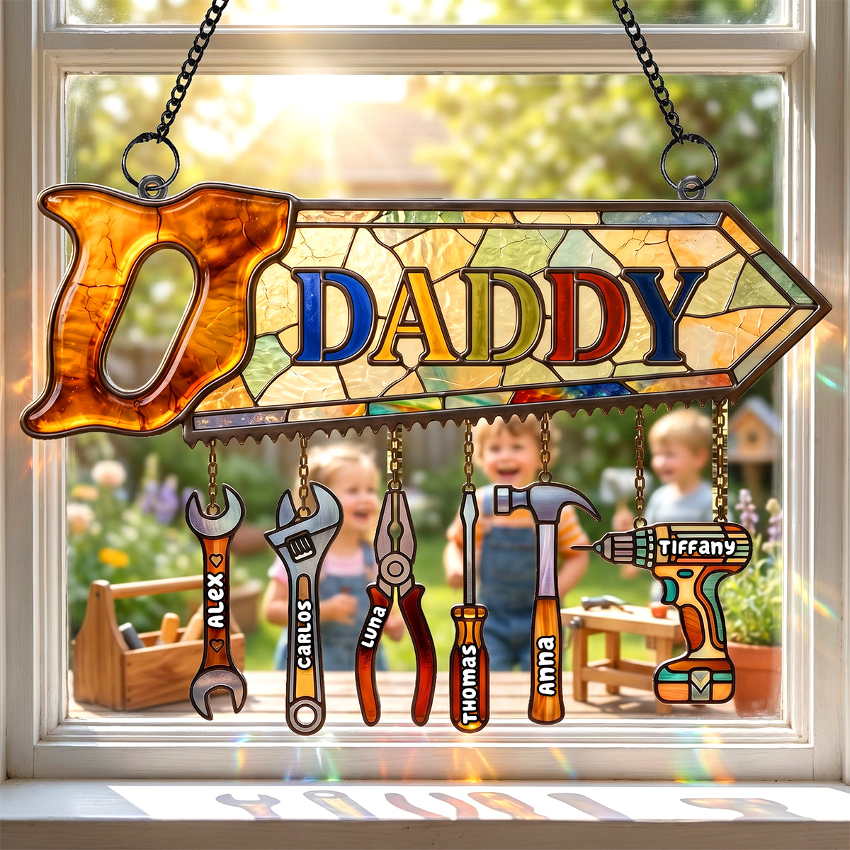Daddy's Tool Kid Suncatcher Ornament - Personalized Gifts For Dad 03padh250426-Homacus