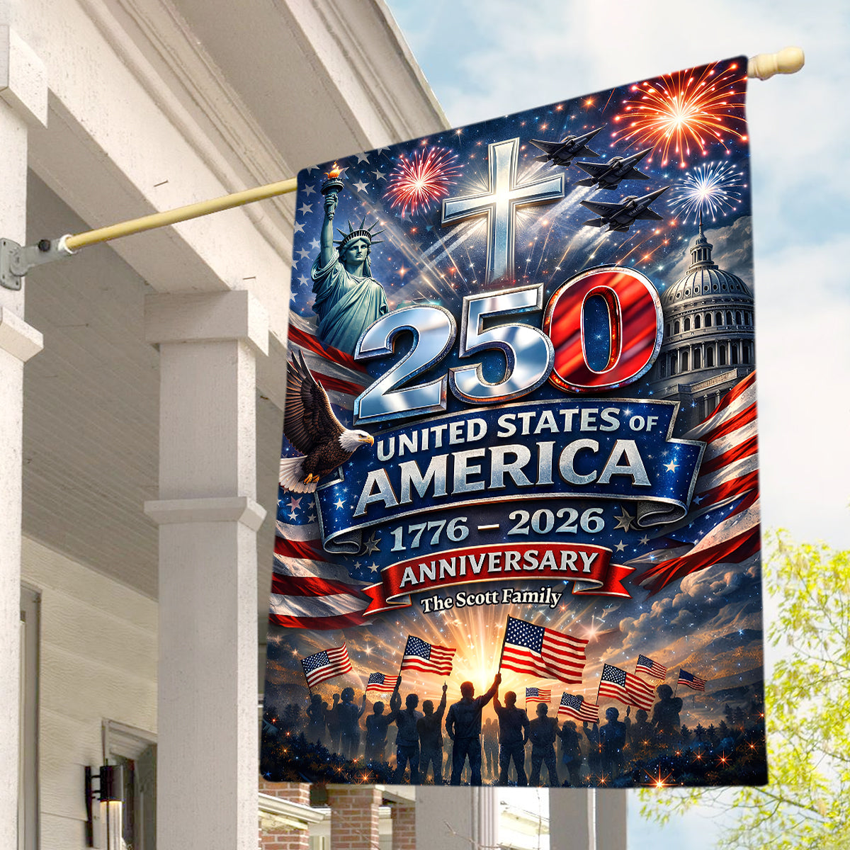 USA 250th Anniversary House Flag - Personalized Gifts For Patriots 03hudt260226-Homacus