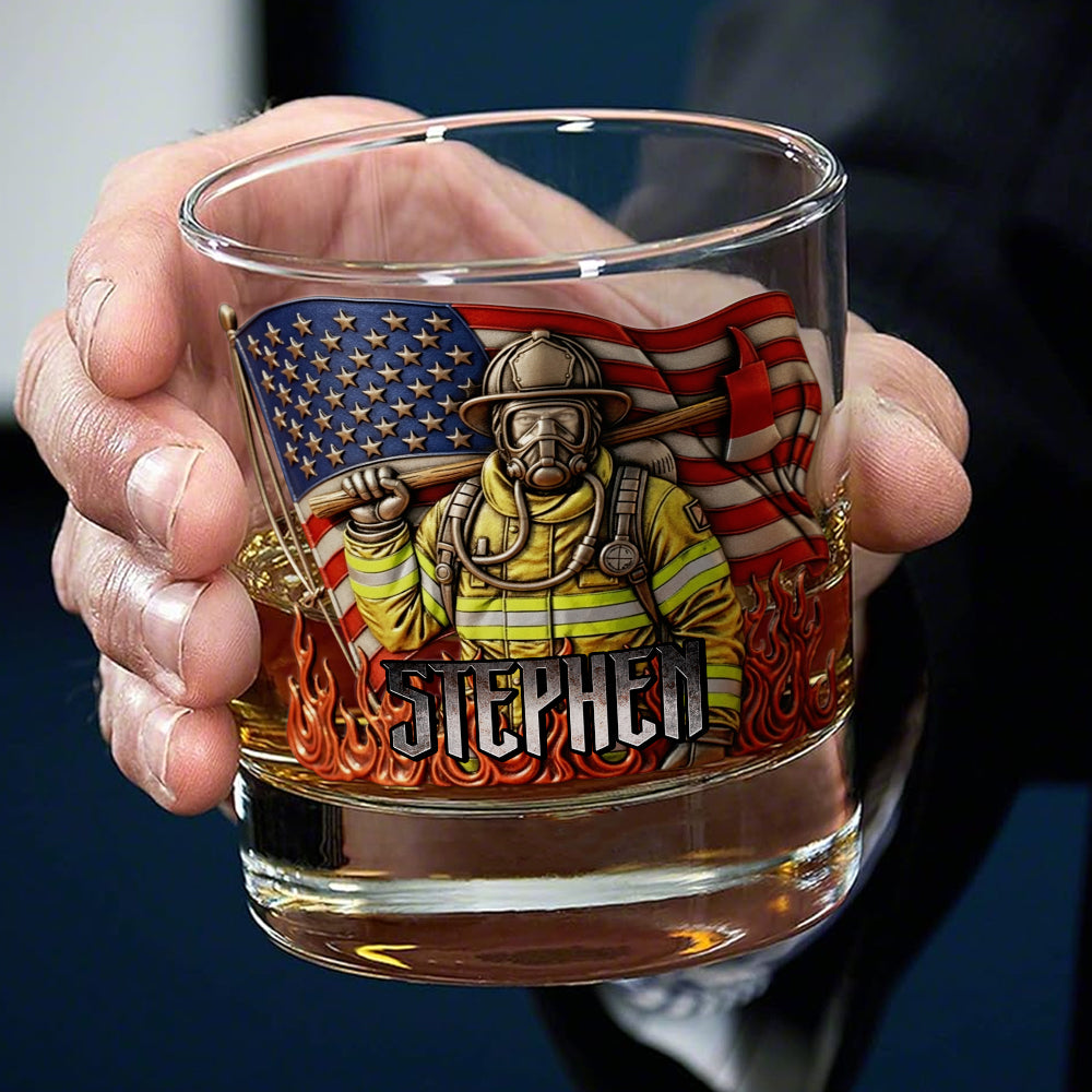 Blaze of Honor Whiskey Glass, Personalized Gifts For Firefighter 02TODT070825-Homacus