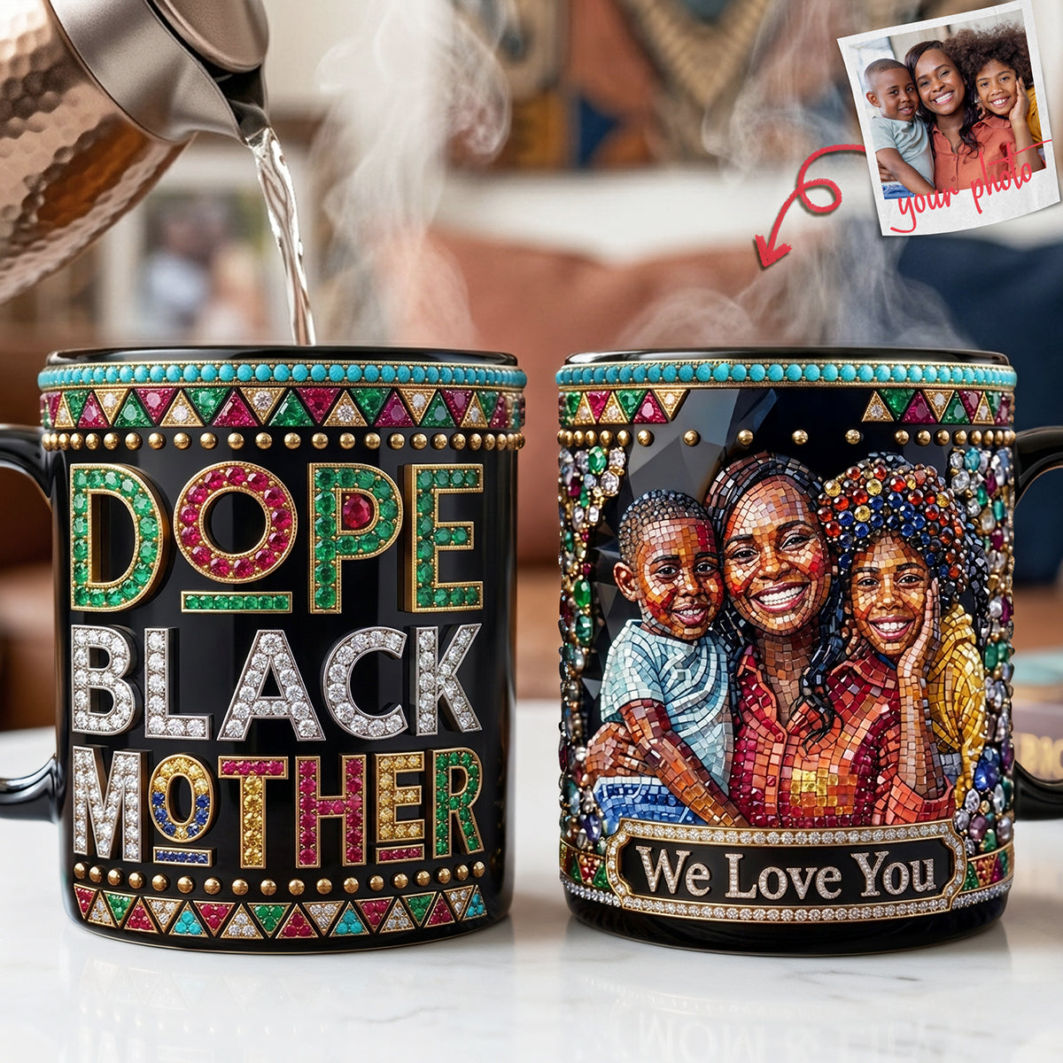 Custom Photo Black Mom Coffee Mug - Personalized Gifts For Mom 01huta130426-Homacus