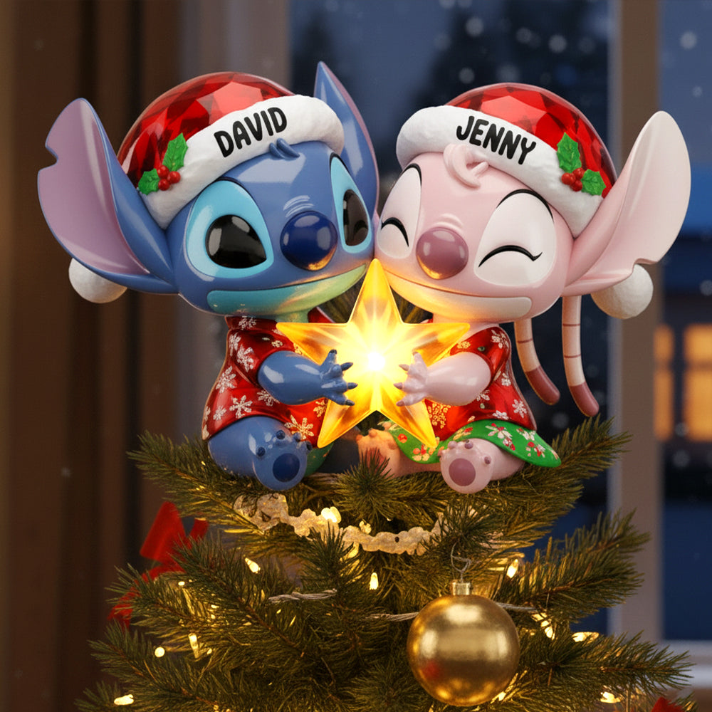 Personalized Gifts For Couple Acrylic Christmas Tree Topper 01pgtn171125-Homacus