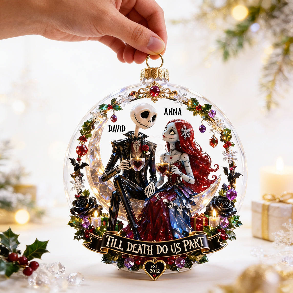 Gothic Love Christmas Ornament Personalized Gifts For Couple 01TYDT250826