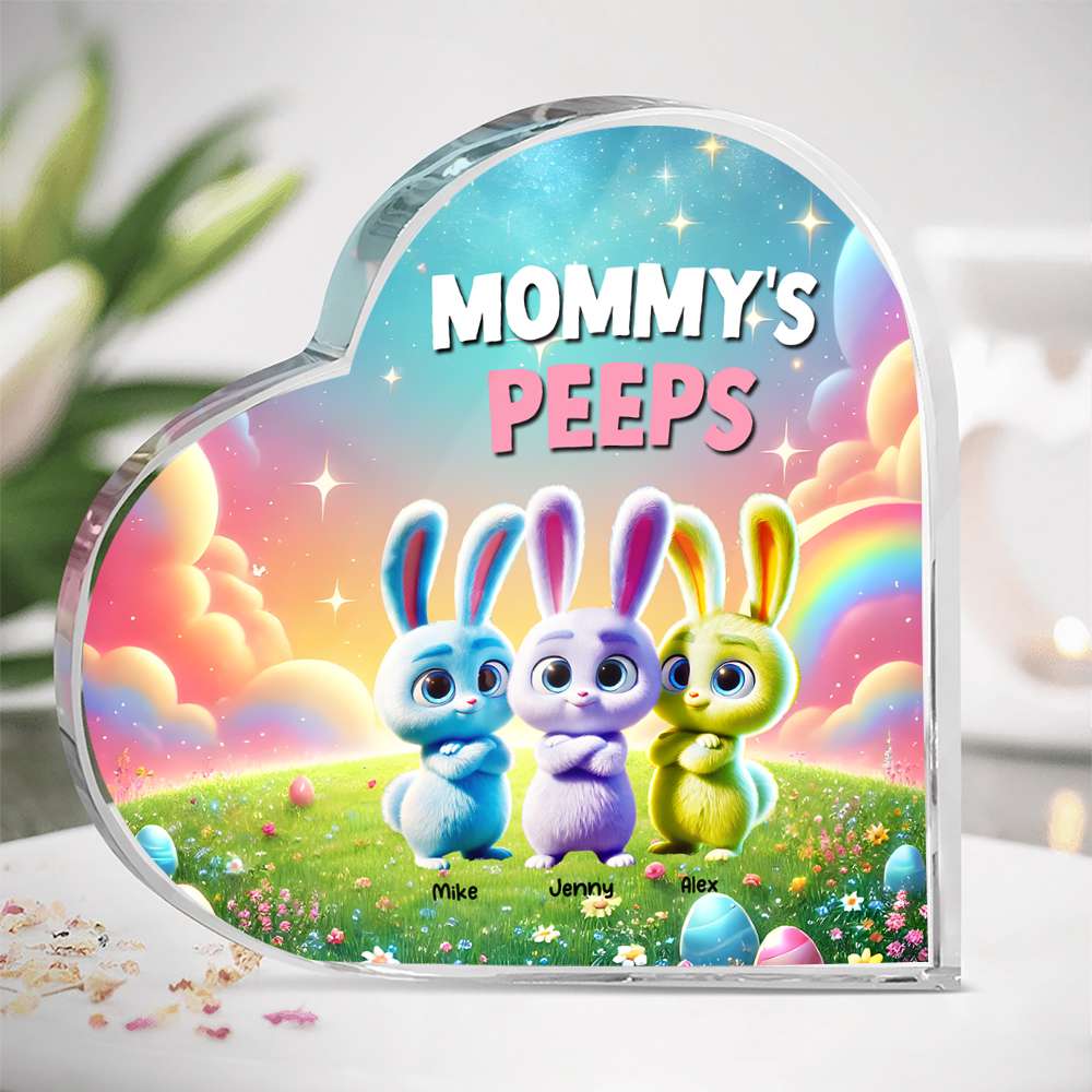 Personalized Gifts For Mom Heart Plaque, Bunny Peeps Easter Day 02TGMH110325-Homacus