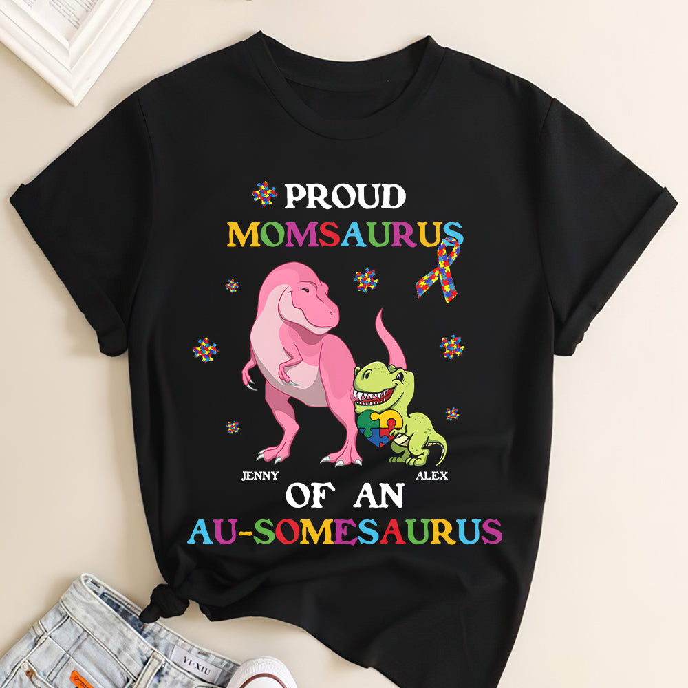 Personalized Gifts For Autism Mom Shirt Proud Momsaurus 05KAMH260225-Homacus
