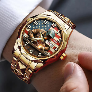 Personalized Christmas Gifts For Welder Stainless Steel Men's Watch 01hutn250725-Homacus
