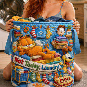 Lazy Cat Quilted Laundry Basket - Personalized Gifts 03HADT180726-Homacus