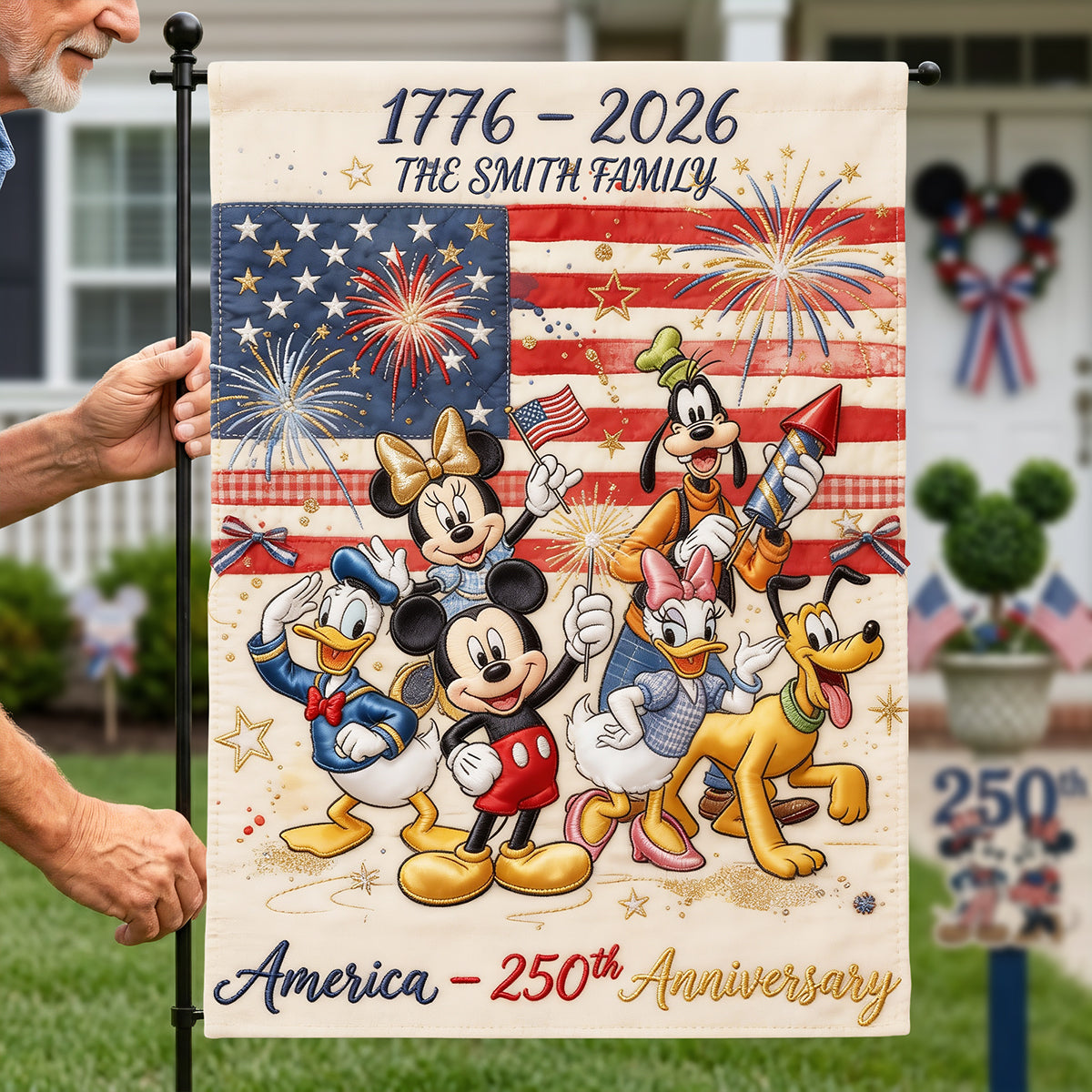 250th Anniversary Garden Flag - Personalized Gifts For Patriotic Family 03NATA090626