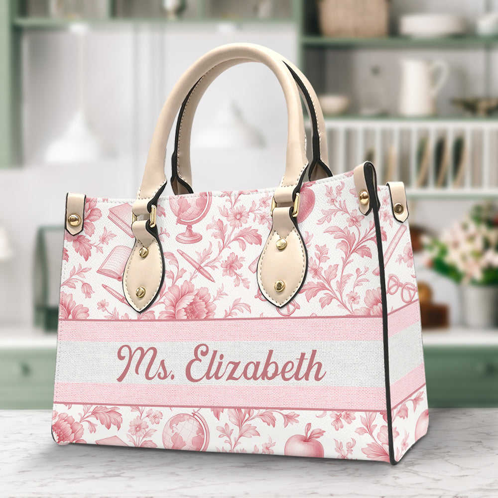 Classic Toile Pattern Leather Bag – Personalized Gifts For Teacher 03pgqn070725-Homacus