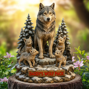 Dad's Wolf Pack Acrylic Plaque Personalized Gifts For Dad 02XQQN030525-Homacus