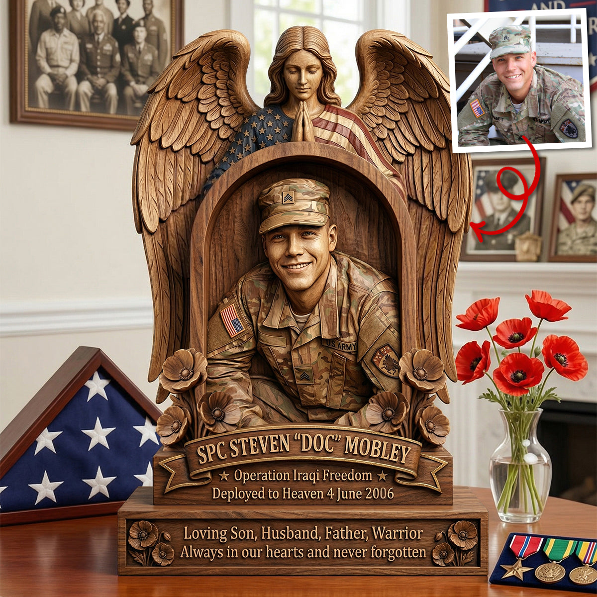 Custom Photo Military Hero Memorial Plaque, Keepsake To Remember A Veteran 02qhtn250326-Homacus