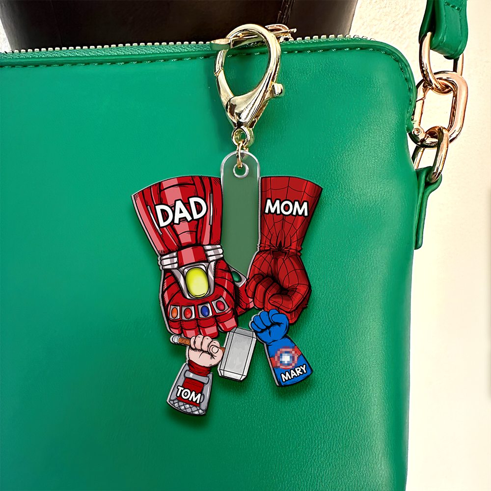 Personalized Gifts For Family Keychain Superhero Fist Bump 03QHHU030325HA-Homacus