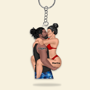 Personalized Gifts For Couple Keychain Funny Kissing Couple 14QHHU150125TM-Homacus