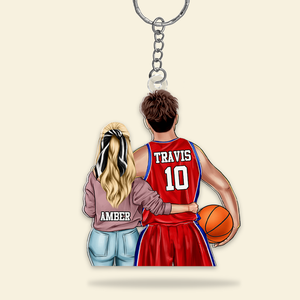 Personalized Gifts For Couple Keychain Basketball Couple 012QHHU200125TM-Homacus