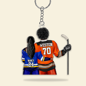 Personalized Gifts For Couple Keychain Hockey Couple 013qhhu200125-Homacus