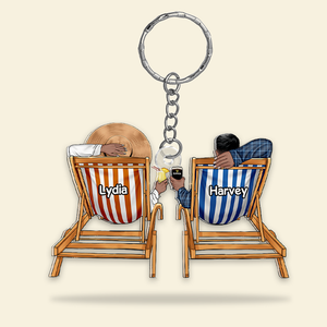 Personalized Gifts For Couple Keychain Couple On The Beach 11QHHU150125TM-Homacus