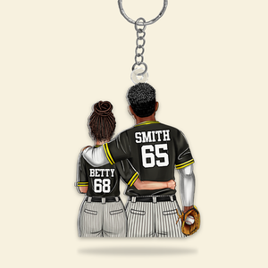 Personalized Gifts For Couple Keychain Baseball Couple 011QHHU200125TM-Homacus