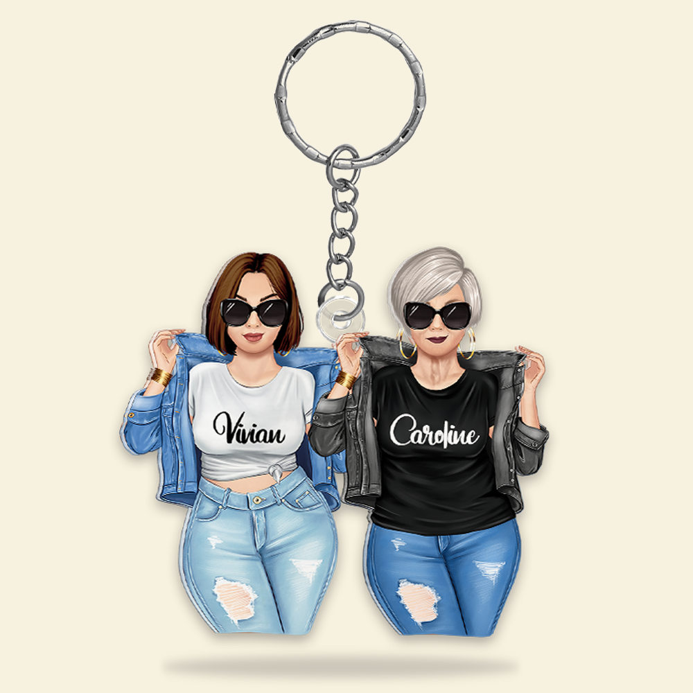 Personalized Gift For Mom Keychain Mother-daughter Duo 031QHHU230125TM-Homacus