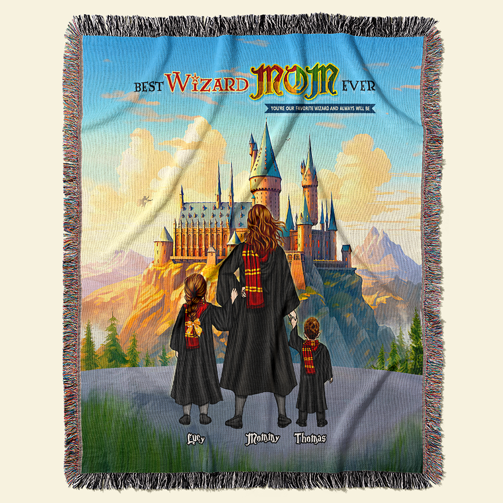 Personalized Gifts For Mom Woven Blanket Mother's Day Wizard Mom 06ACHU030425TM-Homacus