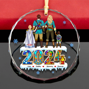 Video Game Family Ornament - Personalized Gifts For Family With Swords-Homacus