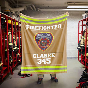 Fire Department Blanket - Custom Fire Station Logo Gifts For Firefighter With Name, Number Tag-Homacus