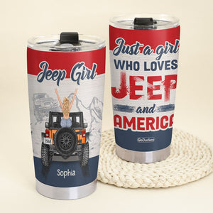 Personalized Gifts For Her Tumbler Just A Girl Who Loves Her Car And America-Homacus