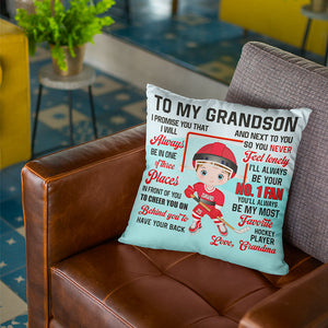 I'll Always Be Your No.1 Fan Personalized Square Pillow, Gift For Ice Hockey Lover, Gift For Son/Grandson-Homacus