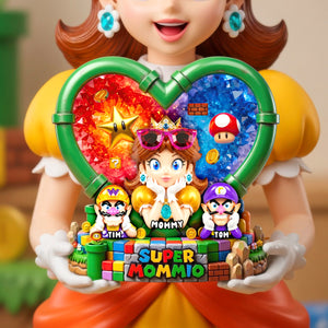 Heart Shape Retro Game Mom Acrylic Plaque - Personalized Gifts For Mother's Day Plaque 03HUDH170426-Homacus