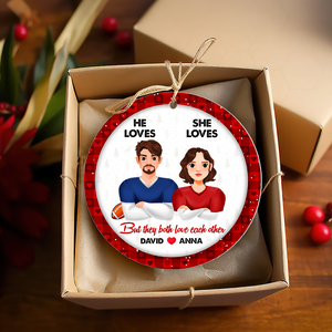 Personalized Christmas Gifts For Couple Ornament American Football Couple 03HUPU141024HG-Homacus