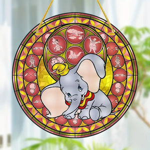 Personalized Gifts For Christmas Suncatcher Ornament 49ACQN240824 Elephant Cartoon-Homacus