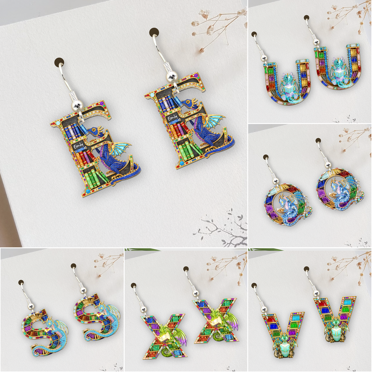 Magical Book Earrings With Initial - Personalized Gift For Book Lovers 07NALU210625-Homacus