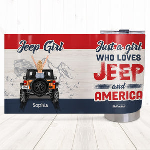 Personalized Gifts For Her Tumbler Just A Girl Who Loves Her Car And America-Homacus