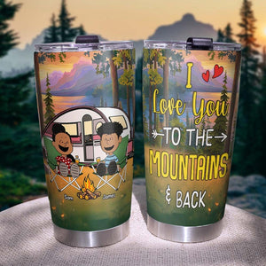 Personalized Gifts For Camping Couple Tumbler, Happy Campers Couple 01qhtn150125pa I Love You To The Mountains And Back-Homacus