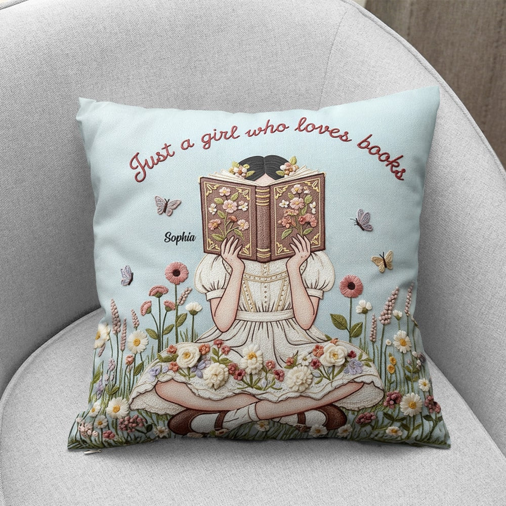 Reading Girl Pillow - Personalized Gifts For Book Lovers 01natn130625-Homacus