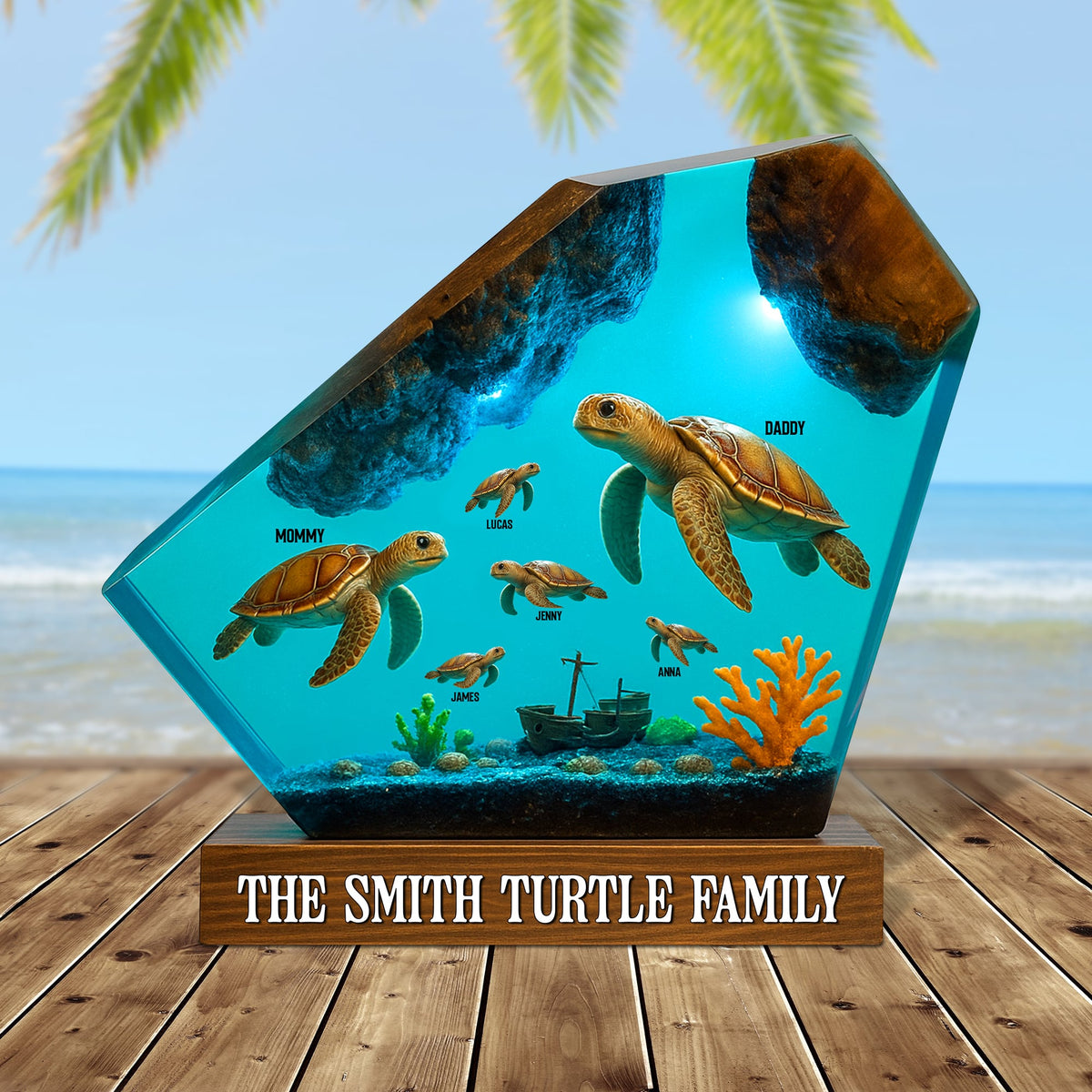 Turtle Family Plaque - Personalized Gifts For Family 04natn280525-Homacus