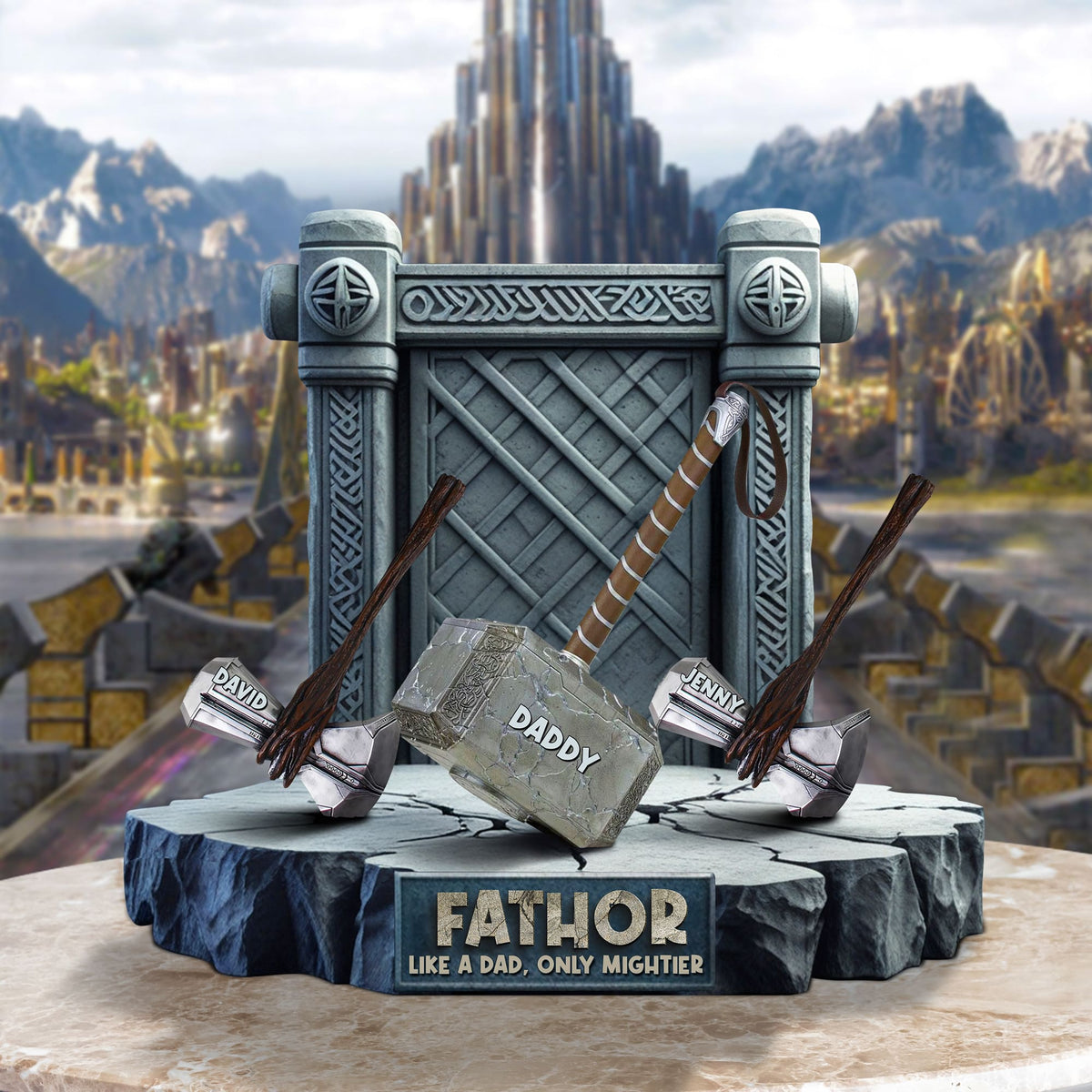 Personalized Gifts For Dad Plaque, Father Like A Dad Only Mightier 02qhtn110425-Homacus