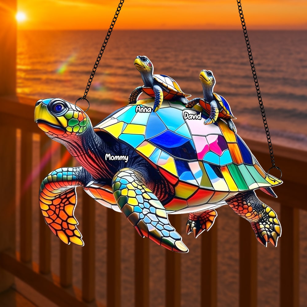 Sea Turtle Family Personalized Gifts For Grandma Suncatcher Ornament 05tgtn020825-Homacus