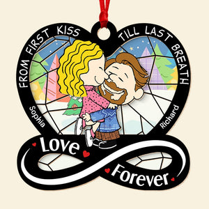 Personalized Gifts For Couple Suncatcher Ornament, Cartoon Couple Hugging 05xqqn170724hhhg-Homacus